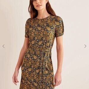 Boden Paisley Short Sleeve Jersey Dress Size 4 Long